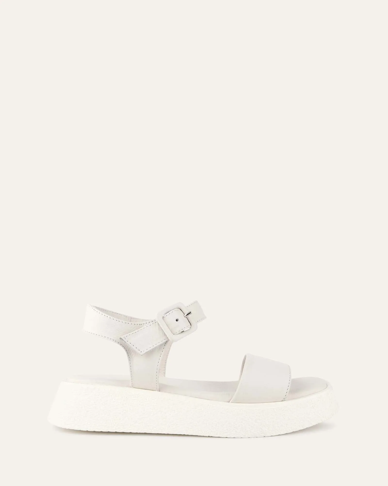 ZIA FLAT SANDALS WHITE LEATHER sold by Jo Mercer
