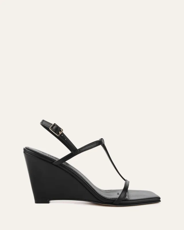 OPHELIA MID HEEL WEDGES BLACK LEATHER sold by Jo Mercer