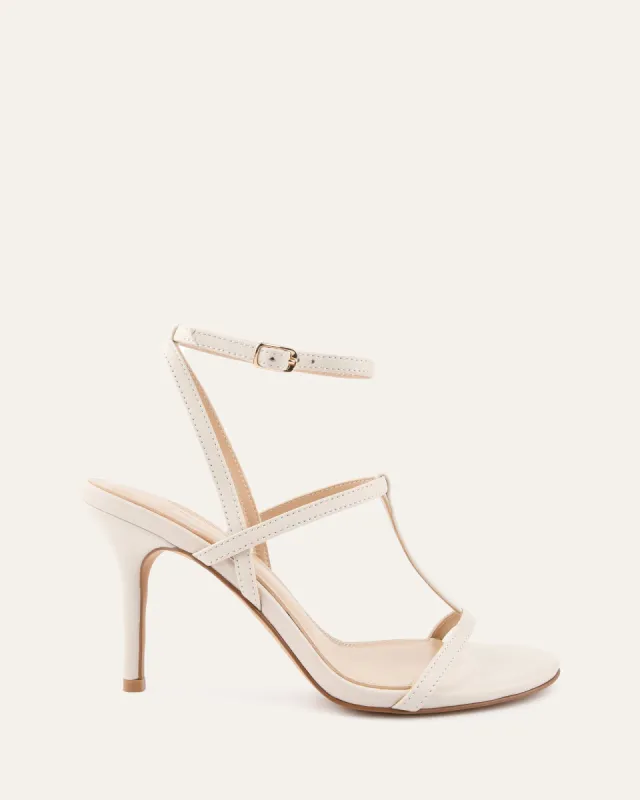 LACEY HIGH HEEL SANDALS OFF WHITE LEATHER sold by Jo Mercer
