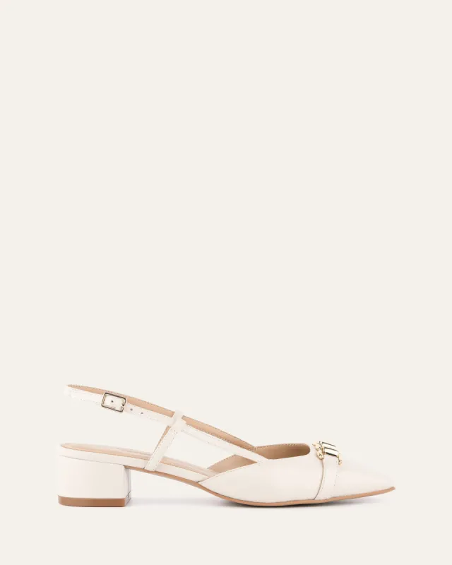 FRANCA LOW HEELS OFF WHITE LEATHER sold by Jo Mercer