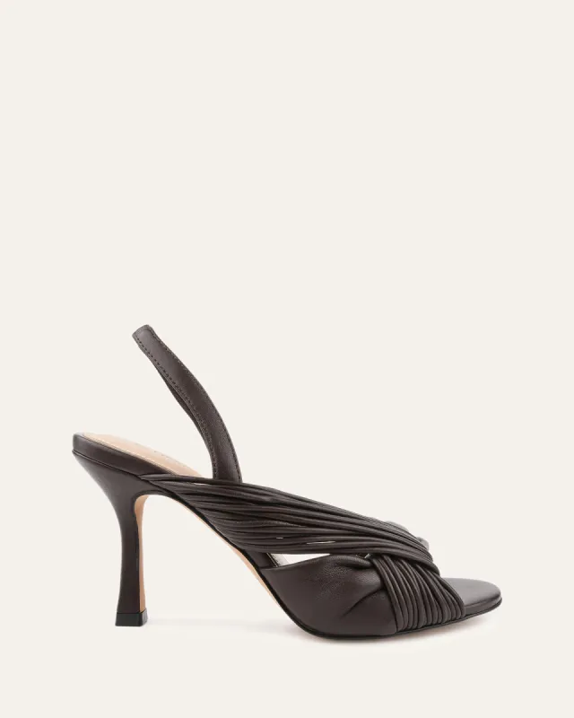 LUCKY HIGH HEEL SANDALS CACAO LEATHER sold by Jo Mercer