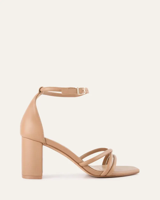 NICOLA MID HEEL SANDALS TAN LEATHER sold by Jo Mercer