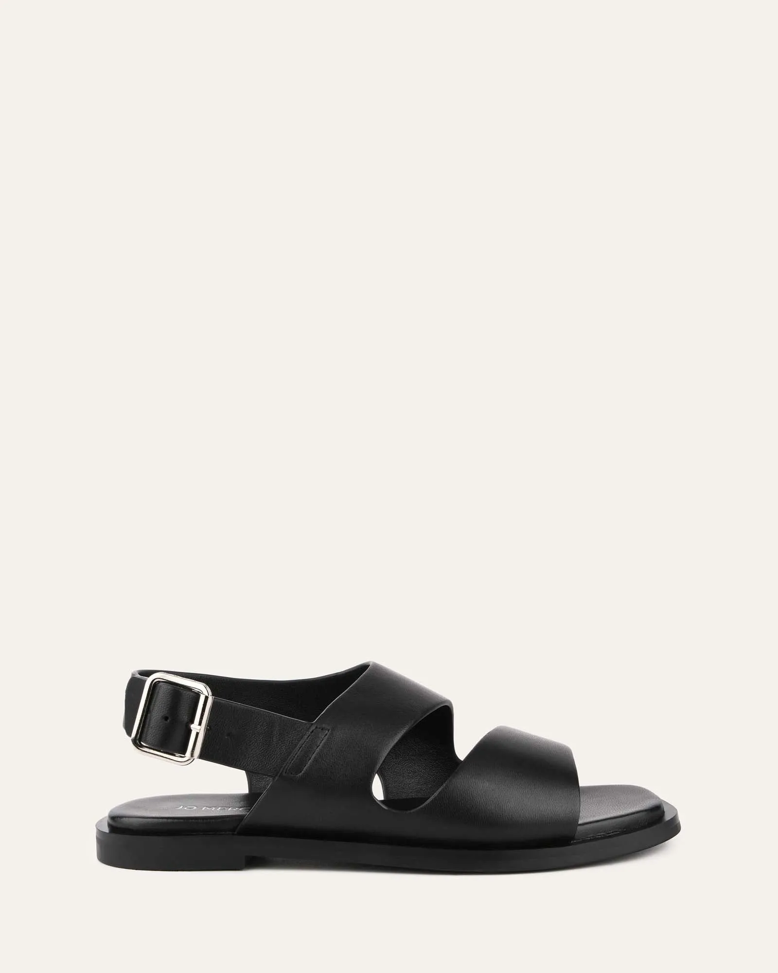 SADIE FLAT SANDALS BLACK LEATHER sold by Jo Mercer