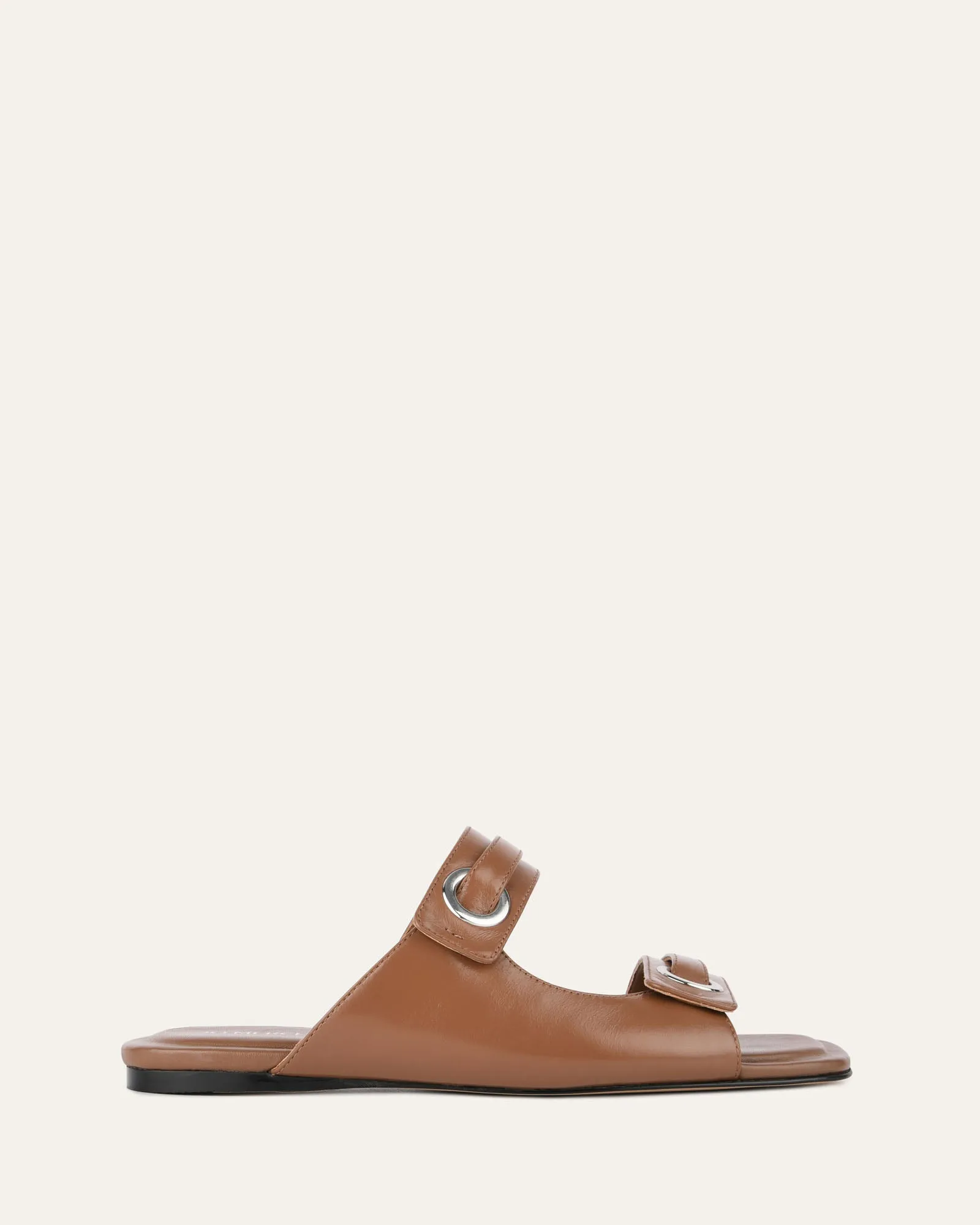 QUILL FLAT SANDALS DARK TAN LEATHER sold by Jo Mercer