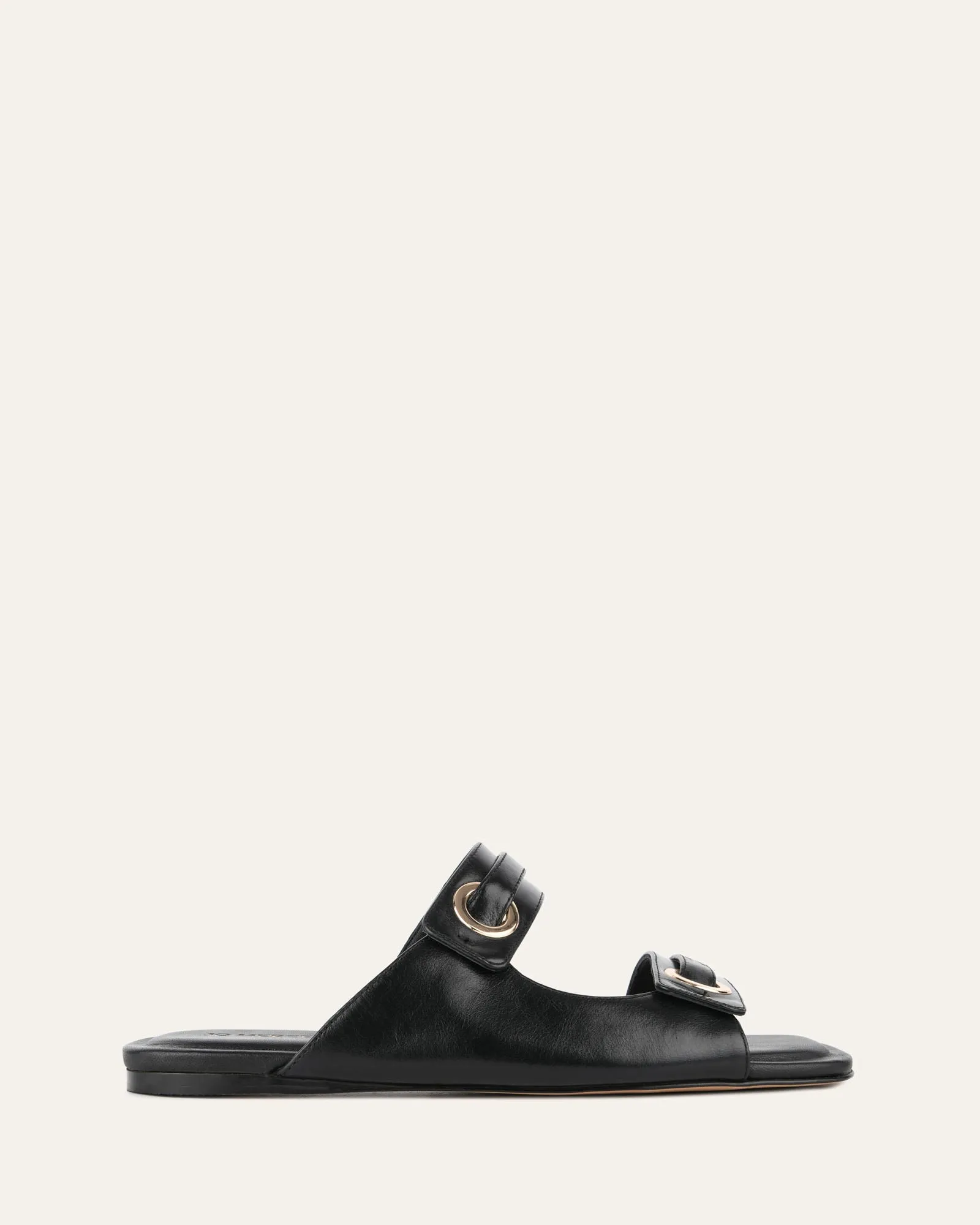 QUILL FLAT SANDALS BLACK LEATHER sold by Jo Mercer