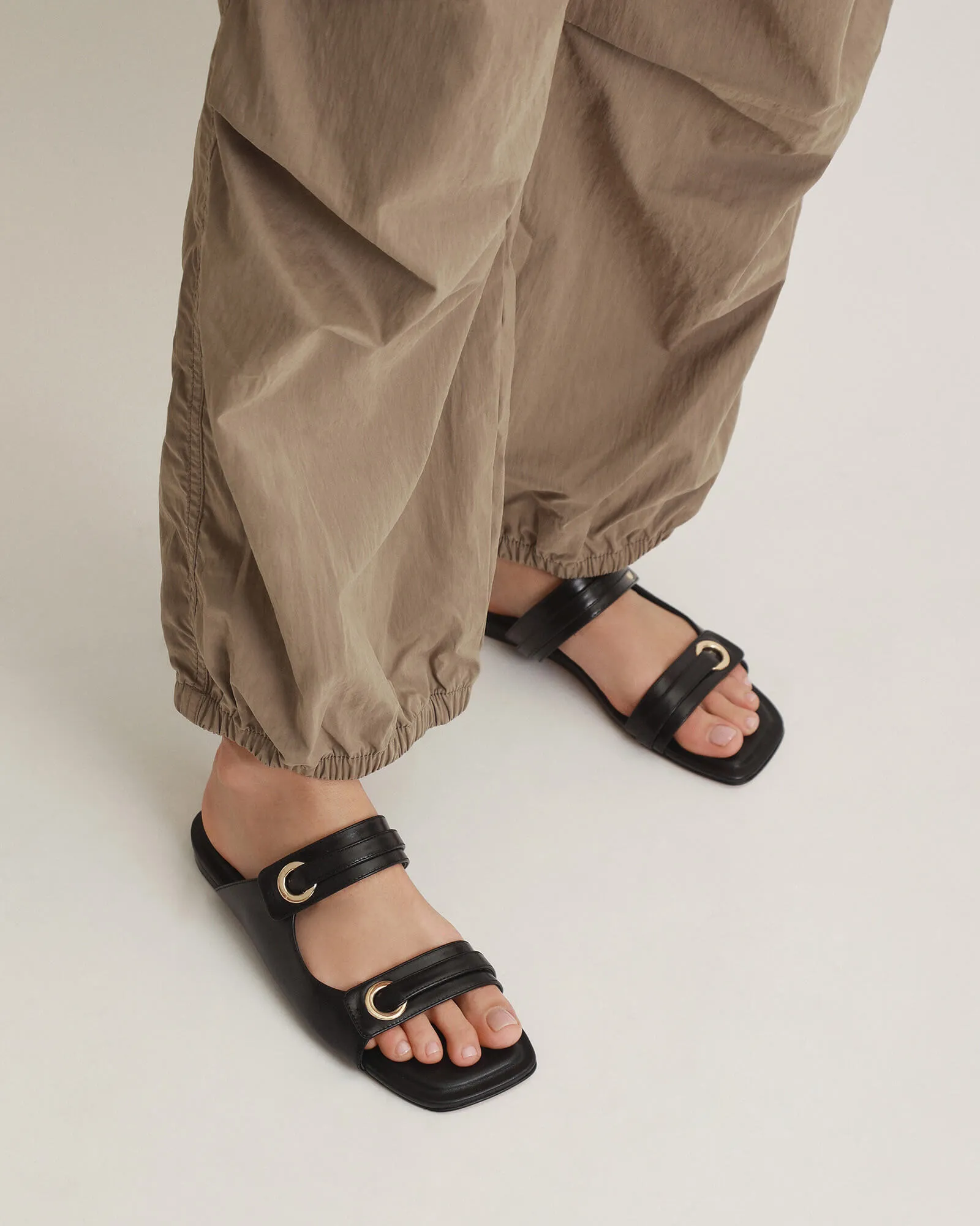 QUILL FLAT SANDALS BLACK LEATHER sold by Jo Mercer product image thumbnail 2