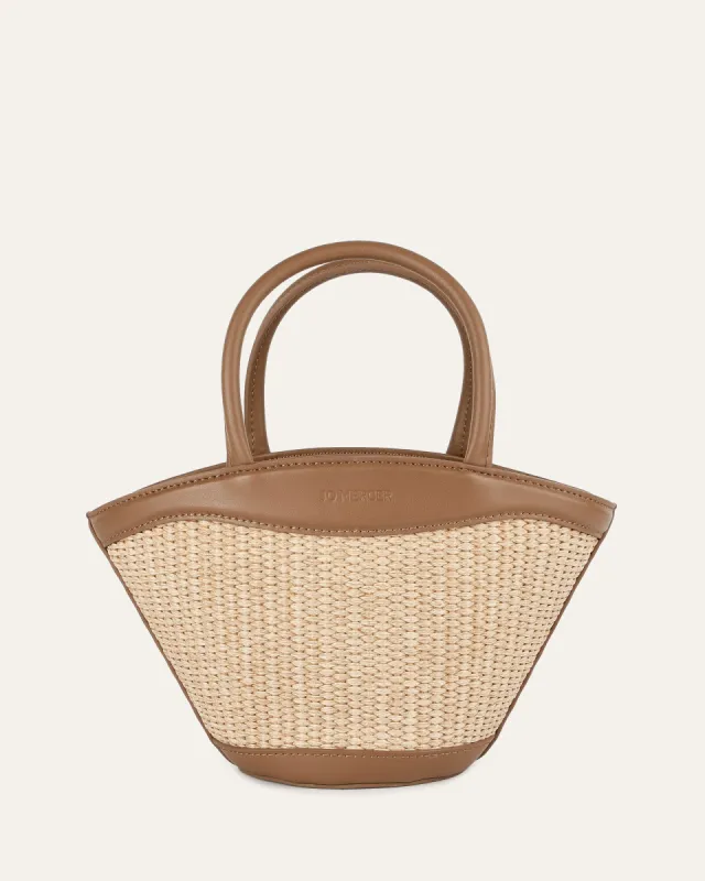 PEQUE MINI TOTE BAG CARAMEL RAFFIA sold by Jo Mercer