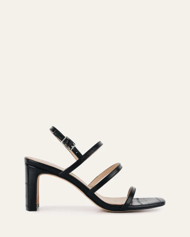 NIX MID HEEL SANDALS BLACK LIZARD sold by Jo Mercer