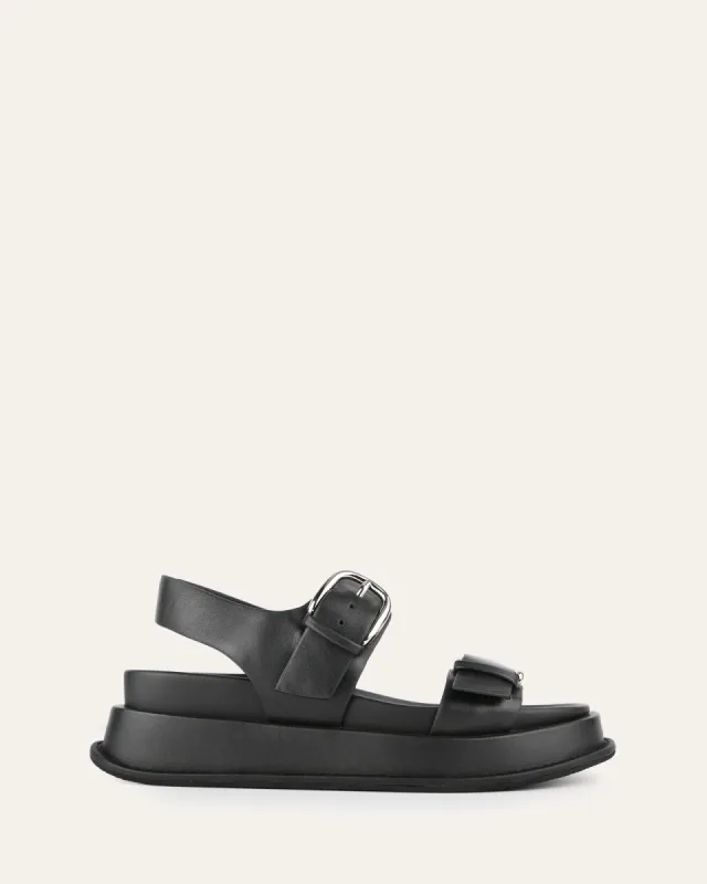 MABEL FLAT SANDALS BLACK LEATHER sold by Jo Mercer