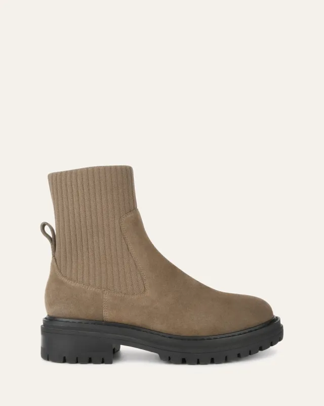 BERTIE FLAT ANKLE BOOTS KHAKI SUEDE sold by Jo Mercer