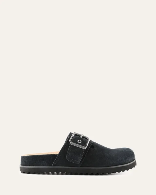 JUNO CASUAL FLATS WASHED BLACK SUEDE sold by Jo Mercer