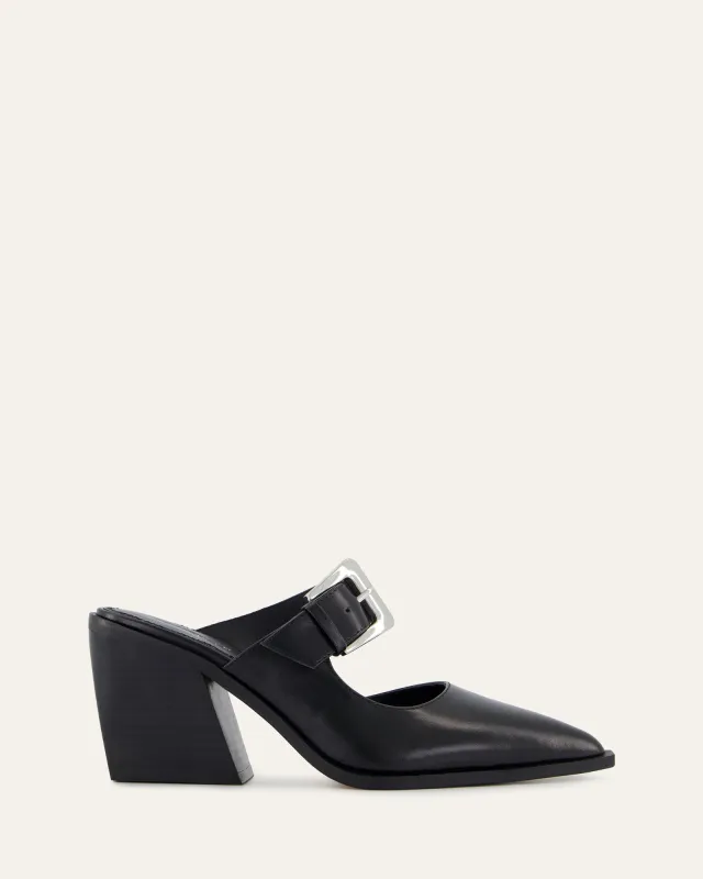 FLOSSY MID HEELS BLACK LEATHER sold by Jo Mercer