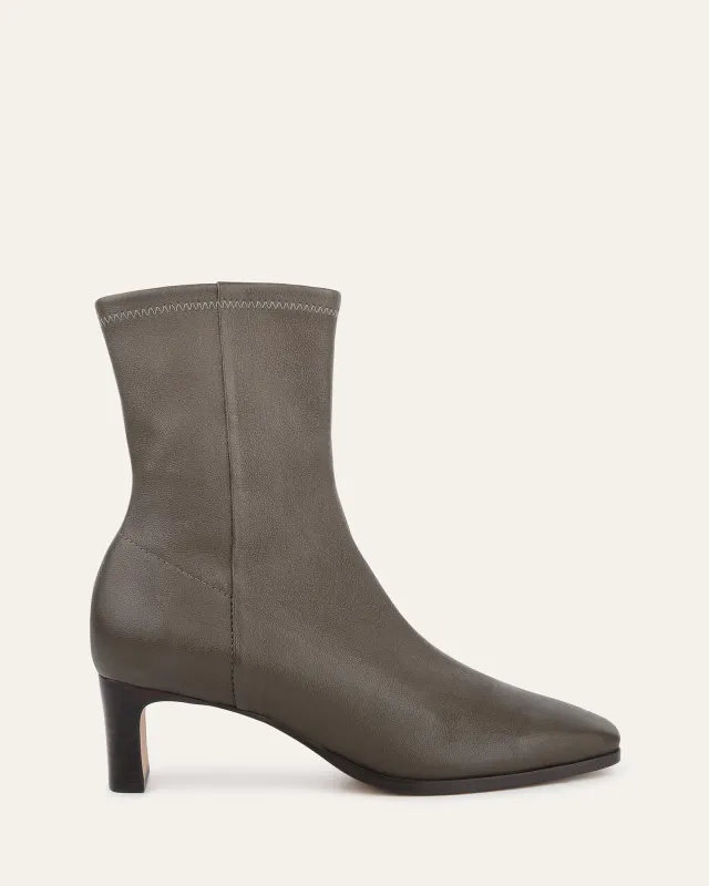 QUINCE MID ANKLE BOOTS DARK OLIVE LEATHER sold by Jo Mercer