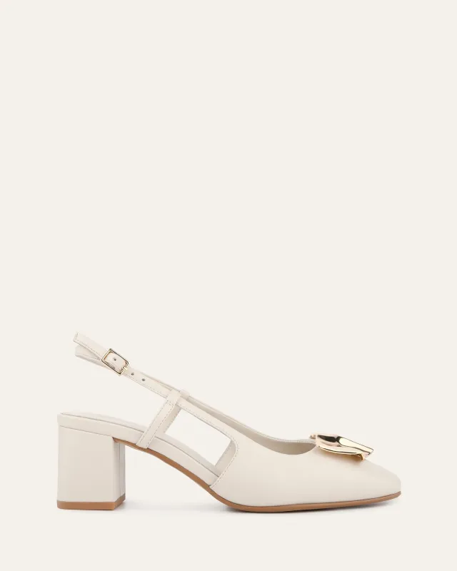 PETRA LOW HEELS OFF WHITE LEATHER sold by Jo Mercer