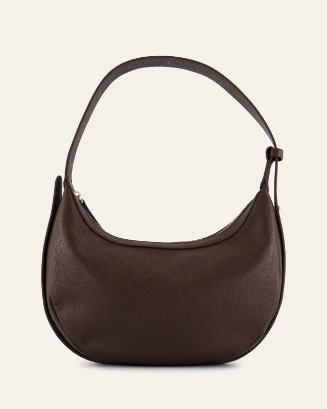TAYA SHOULDER BAG BITTER CHOC LEATHER sold by Jo Mercer