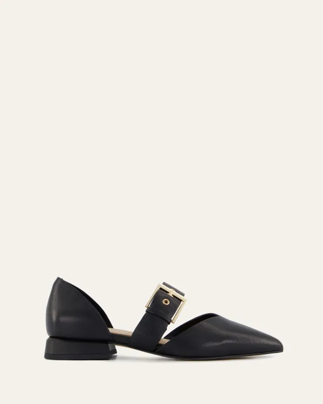NEELA DRESS FLATS BLACK LEATHER sold by Jo Mercer