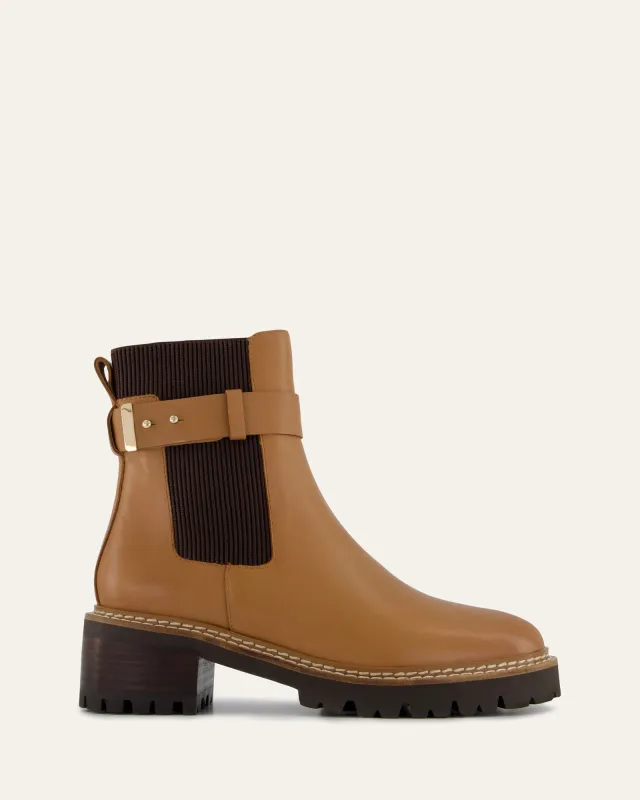 KIKO FLAT ANKLE BOOTS TRUE TAN LEATHER sold by Jo Mercer