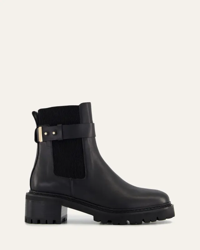 KIKO FLAT ANKLE BOOTS BLACK LEATHER sold by Jo Mercer