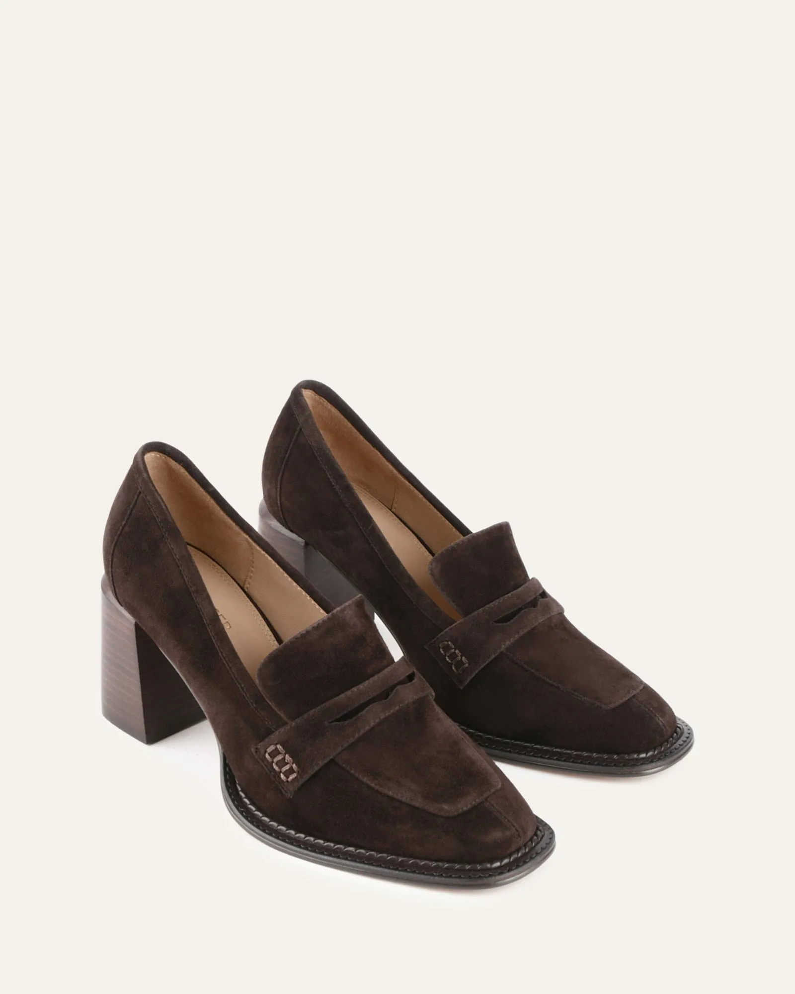 DELILAH MID HEEL LOAFERS BITTER CHOC SUEDE sold by Jo Mercer product image thumbnail 3