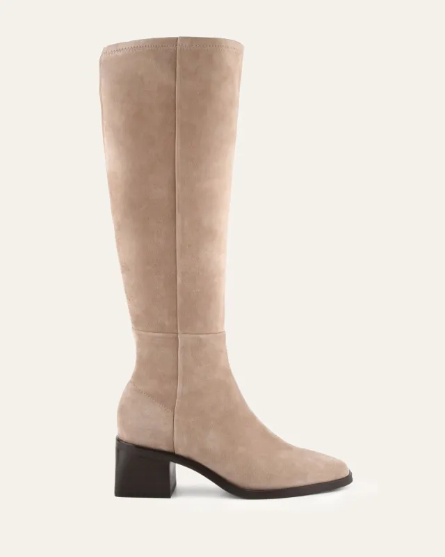 QUEENIE KNEE BOOTS TAUPE SUEDE sold by Jo Mercer