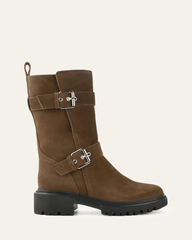 ELLIOT FLAT ANKLE BOOTS BARK SUEDE sold by Jo Mercer