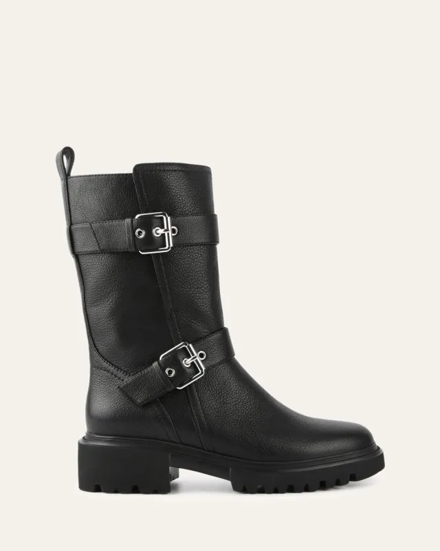 ELLIOT FLAT ANKLE BOOTS BLACK LEATHER sold by Jo Mercer
