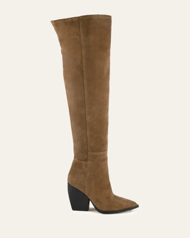 UMA OVER THE KNEE BOOTS BARK SUEDE sold by Jo Mercer