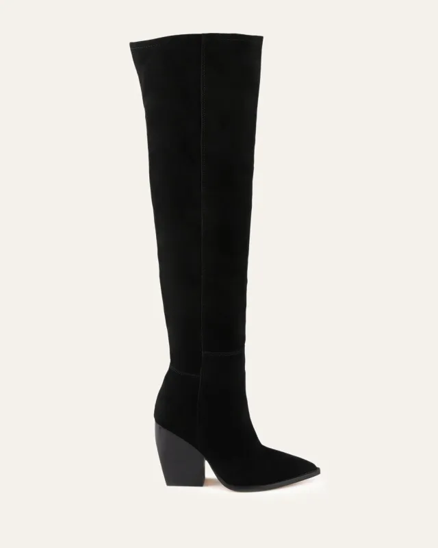 UMA OVER THE KNEE BOOTS BLACK SUEDE sold by Jo Mercer