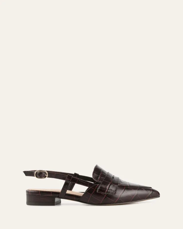 ELOISE DRESS FLATS CHOCOLATE CROC sold by Jo Mercer