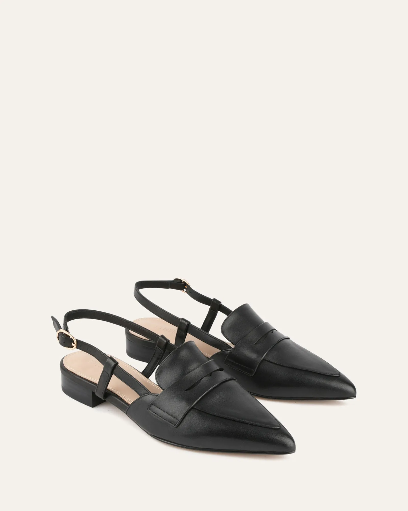ELOISE DRESS FLATS BLACK LEATHER sold by Jo Mercer product image thumbnail 3