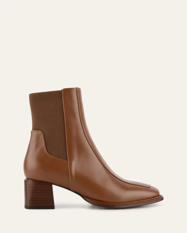 DARLA MID ANKLE BOOTS DARK TAN LEATHER sold by Jo Mercer