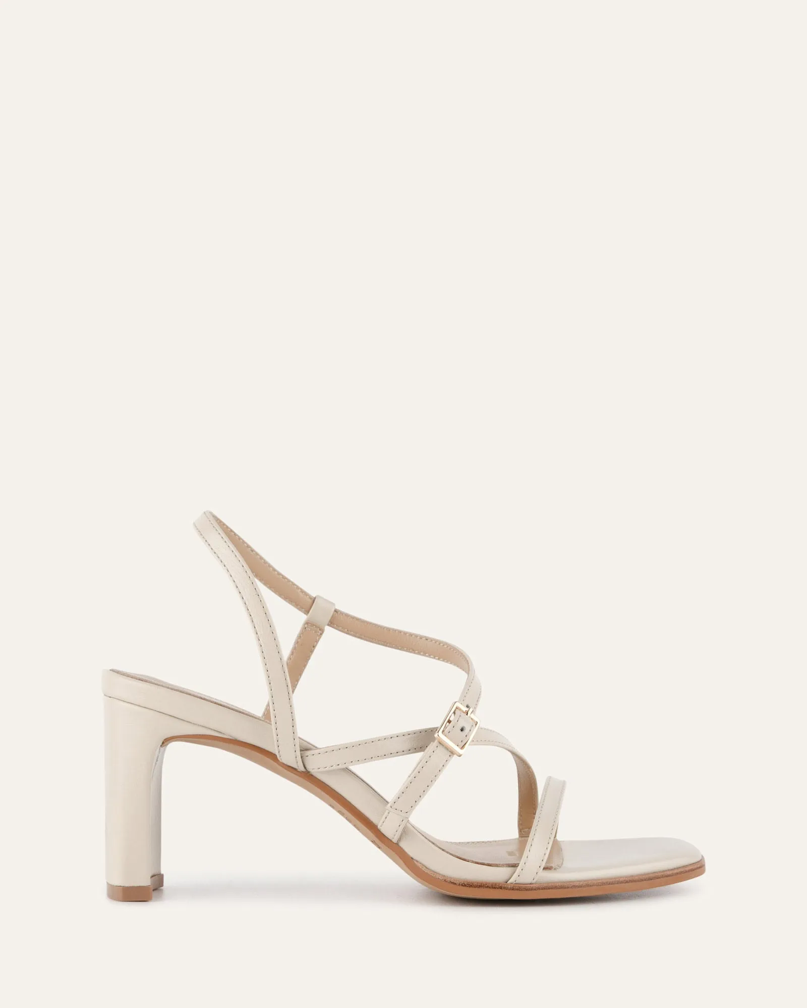NALA MID HEEL SANDALS OFF WHITE LEATHER sold by Jo Mercer
