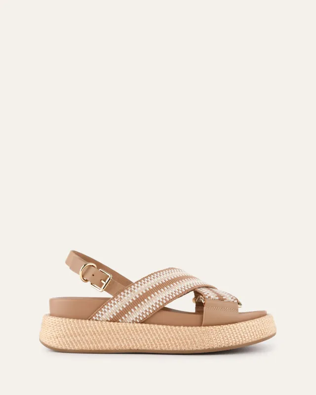 MARLEY FLAT SANDALS TAN MULTI sold by Jo Mercer