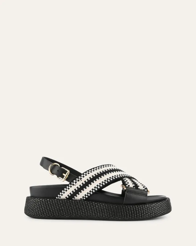 MAJE [マージ] Raffia Cross Flat Sandals Maje_MFACH00767-0130_F_1.jpg