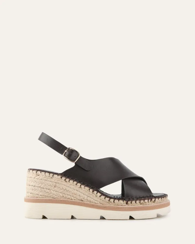 KIMBERLEY MID WEDGE SANDALS BITTER CHOC LEATHER sold by Jo Mercer