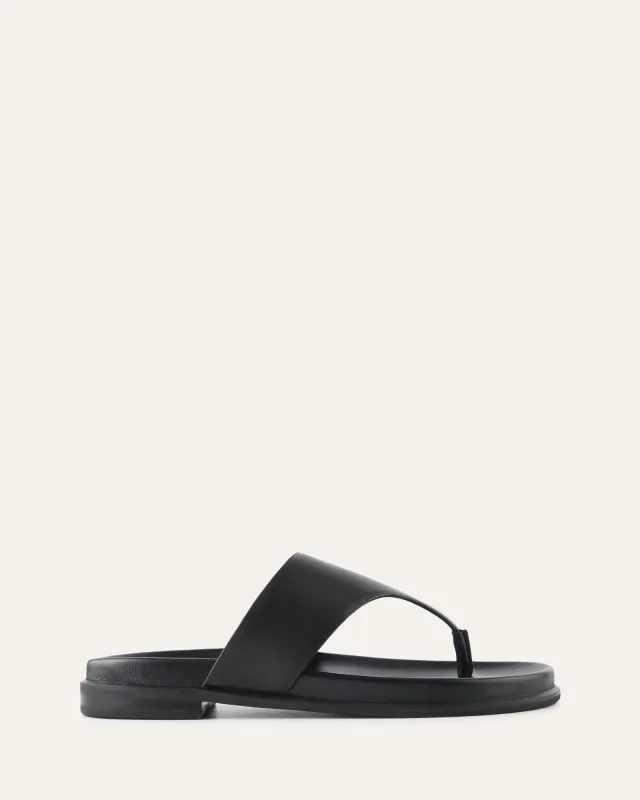 TOBY FLAT SANDALS BLACK LEATHER sold by Jo Mercer