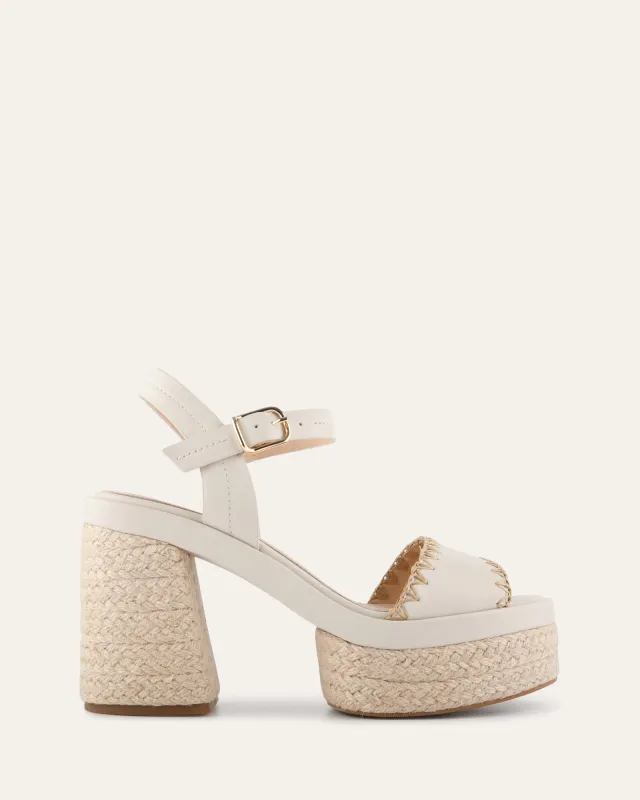 FISHER HIGH HEEL PLATFORM SANDALS OFF WHITE LEATHER sold by Jo Mercer
