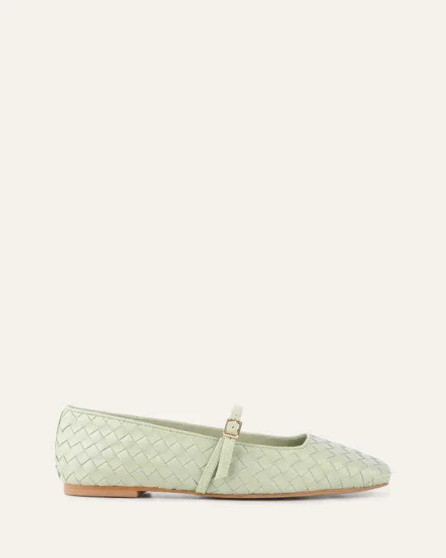 SAILOR BALLET FLATS LIGHT SAGE LEATHER sold by Jo Mercer