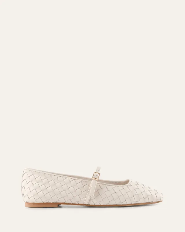 SAILOR BALLET FLATS OFF WHITE LEATHER sold by Jo Mercer