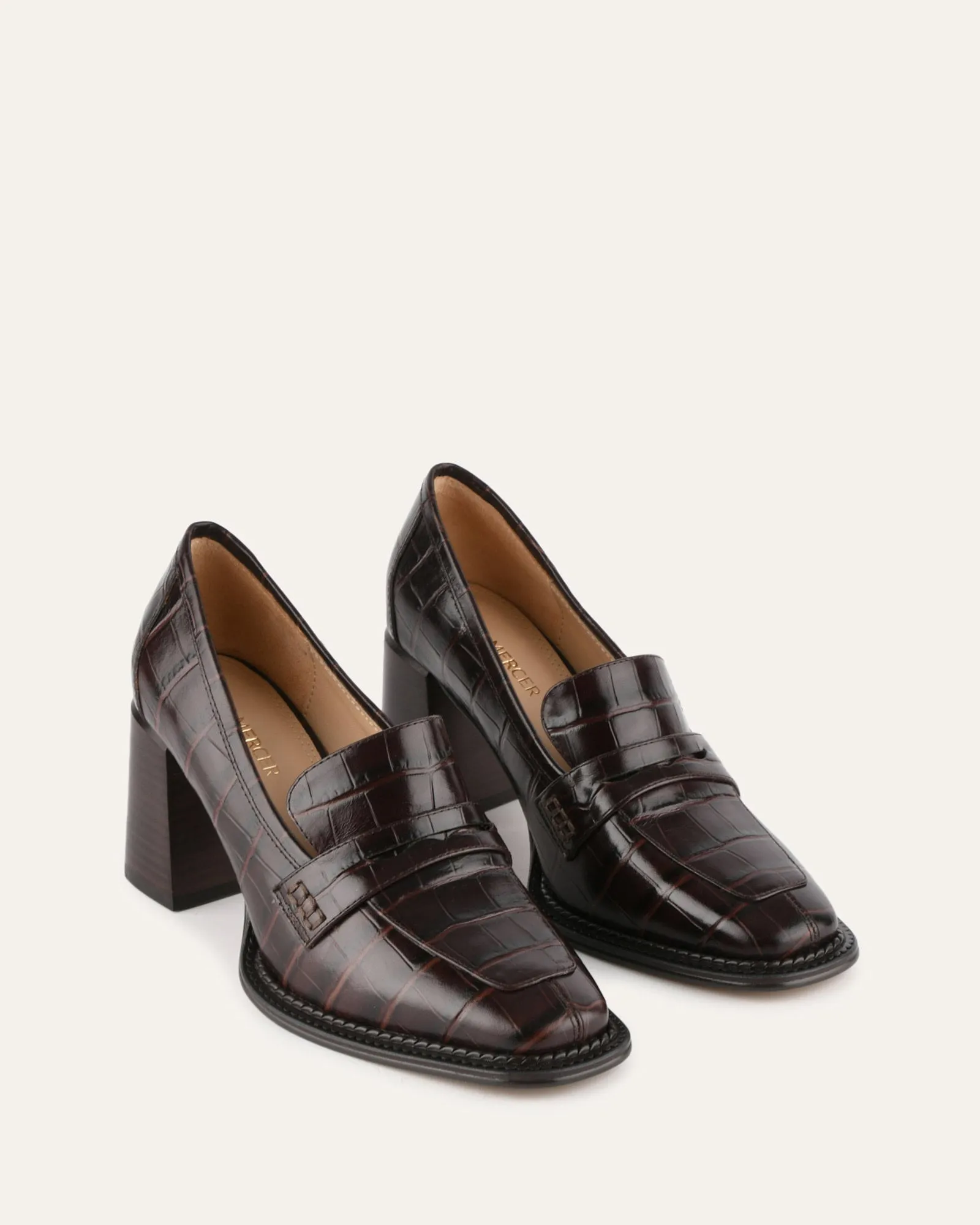 DELILAH MID HEEL LOAFERS CHOCOLATE CROC sold by Jo Mercer product image thumbnail 2