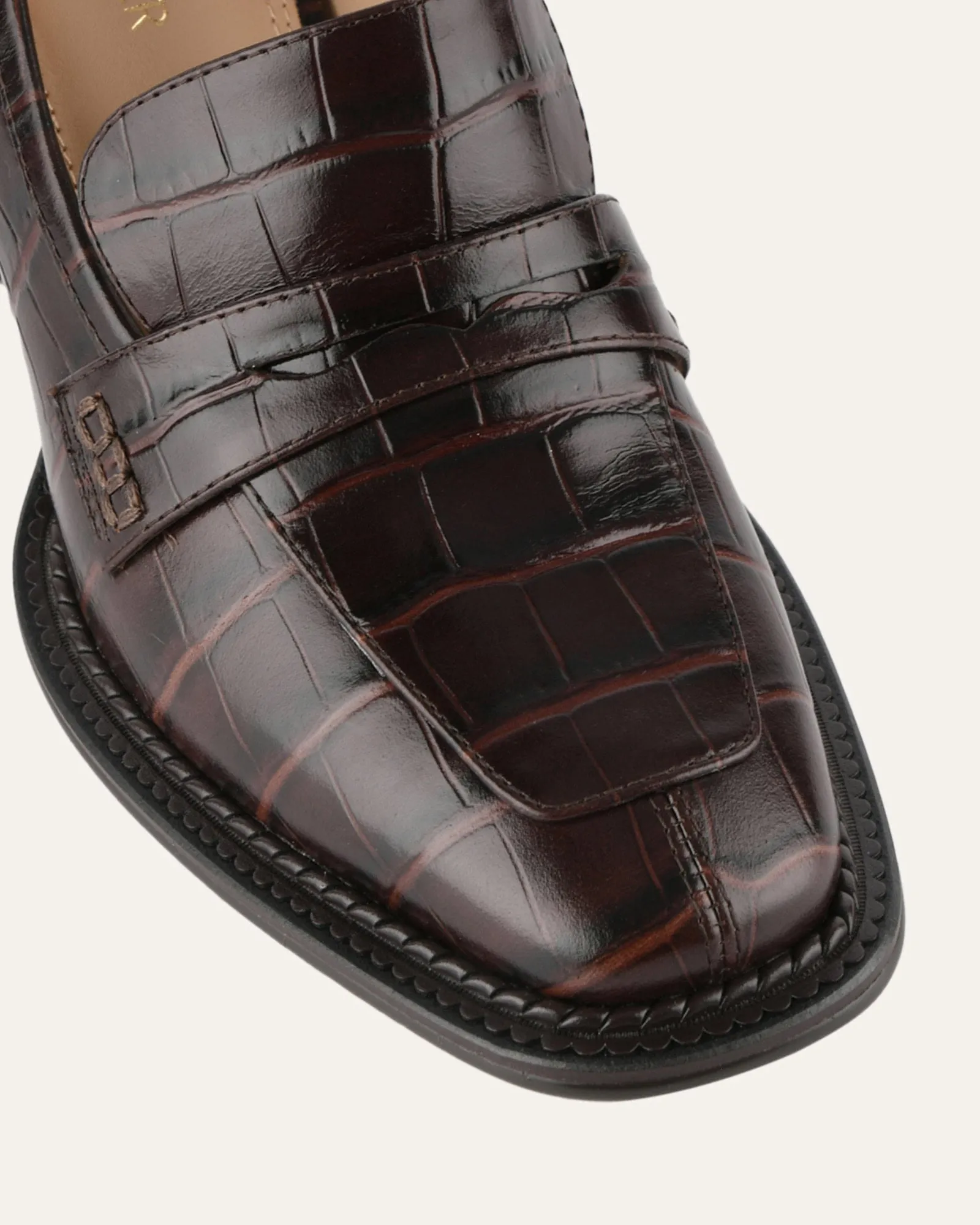 DELILAH MID HEEL LOAFERS CHOCOLATE CROC sold by Jo Mercer product image thumbnail 3