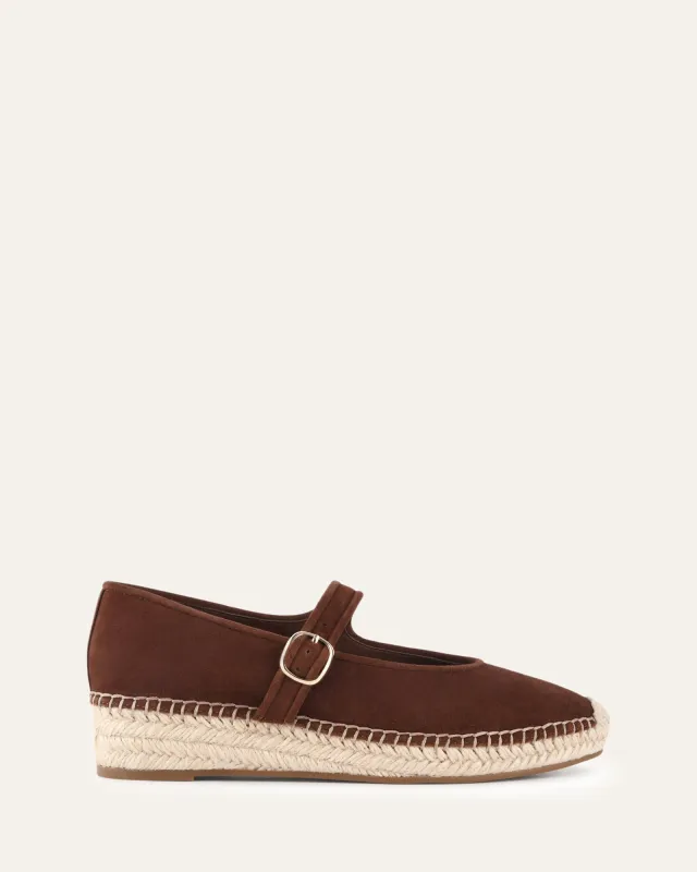 ELSIE FLAT ESPADRILLES RUSSET SUEDE sold by Jo Mercer