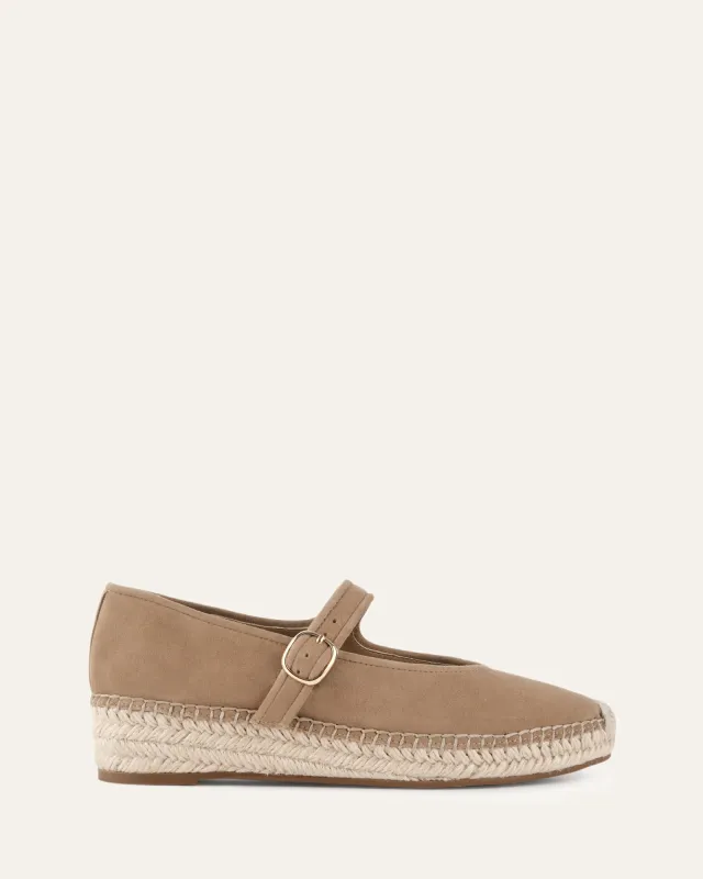 ELSIE FLAT ESPADRILLES LATTE SUEDE sold by Jo Mercer
