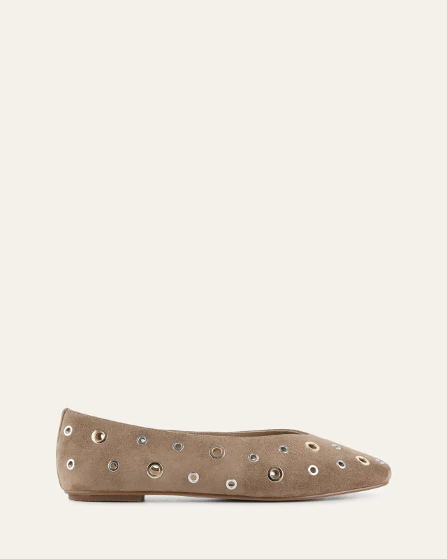 ELTON BALLET FLATS LATTE SUEDE sold by Jo Mercer