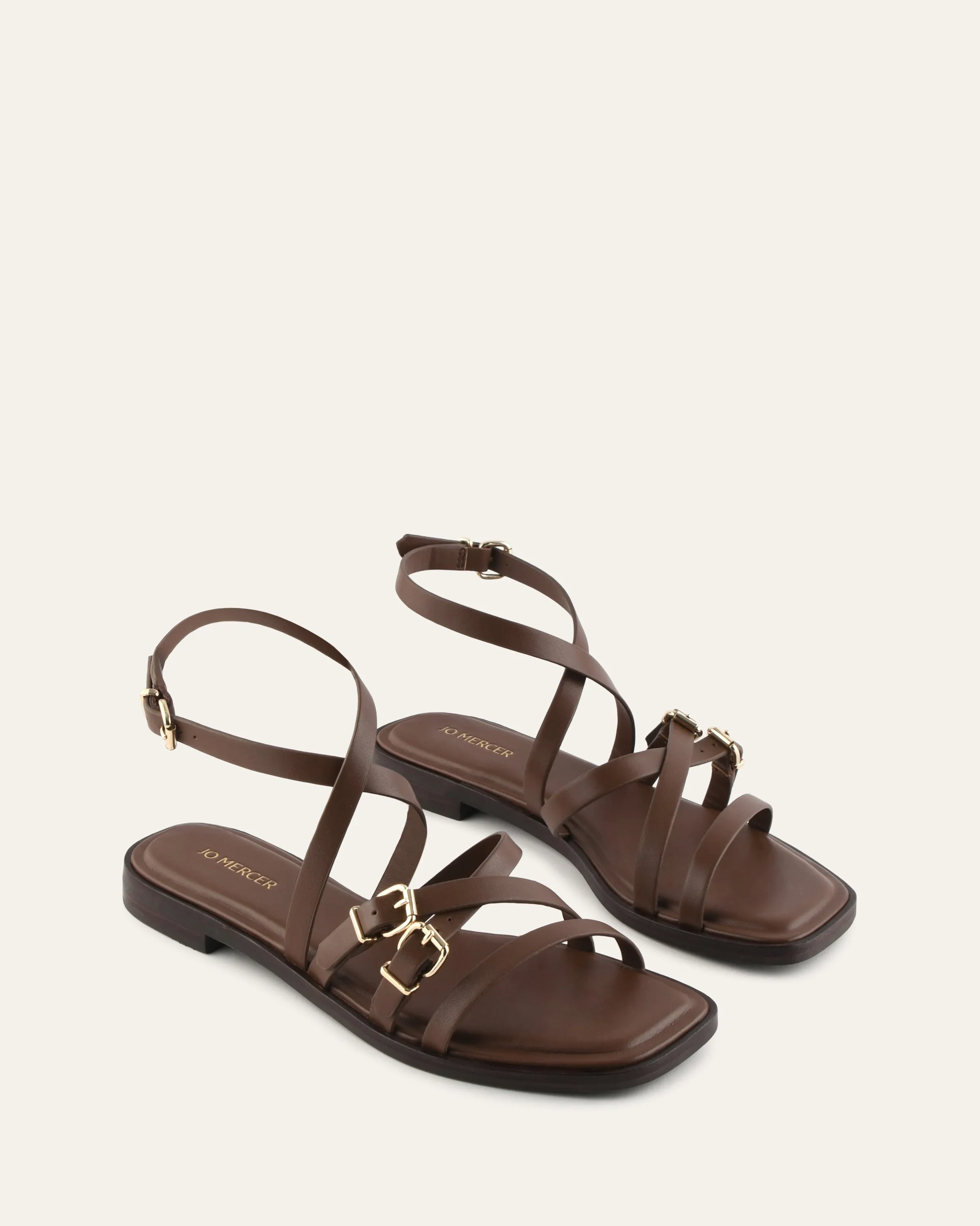 PIERRE FLAT SANDALS PECAN LEATHER sold by Jo Mercer product image thumbnail 2