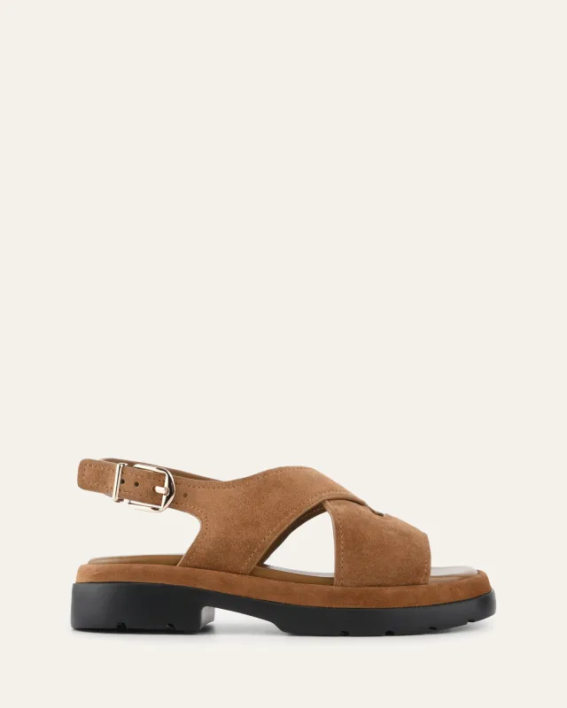 TOORAK FLAT SANDALS BISCUIT SUEDE sold by Jo Mercer