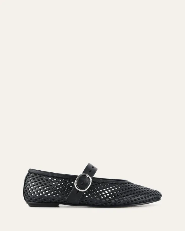GINGER BALLET FLATS BLACK LEATHER sold by Jo Mercer