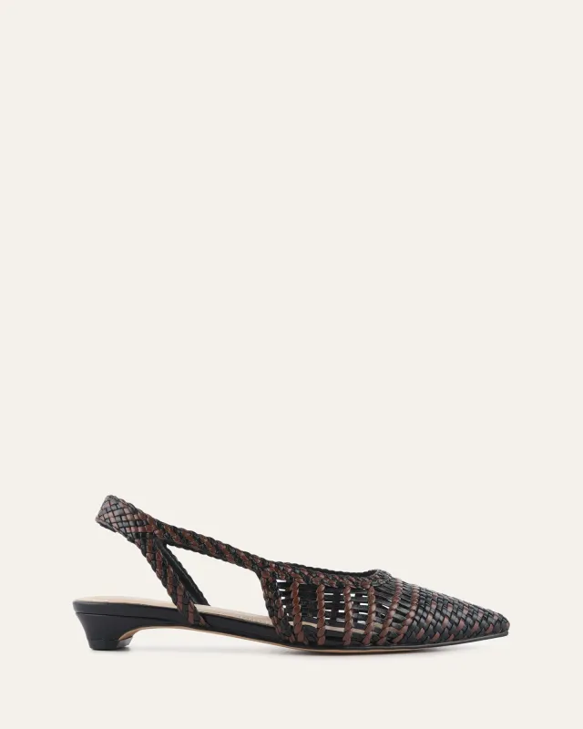 AUBREY DRESS FLATS BLACK/PECAN LEATHER sold by Jo Mercer
