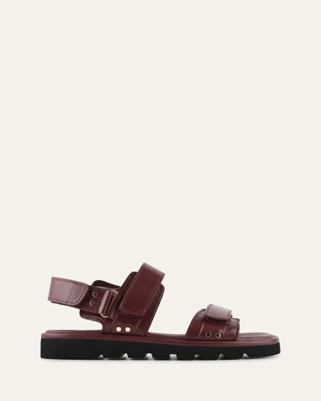 RUFUS FLAT SANDALS MULBERRY LEATHER sold by Jo Mercer