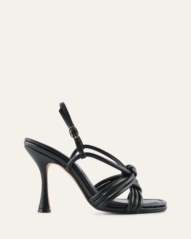 XANTHE MID HEEL SANDALS BLACK LEATHER sold by Jo Mercer